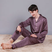 Men Luxurious Ice Silk Pajamas Spring Summer High Quality Plus Size Pajama Sets Male Comfortable Sleepwear Casual Noble Pijama - mybliss-body